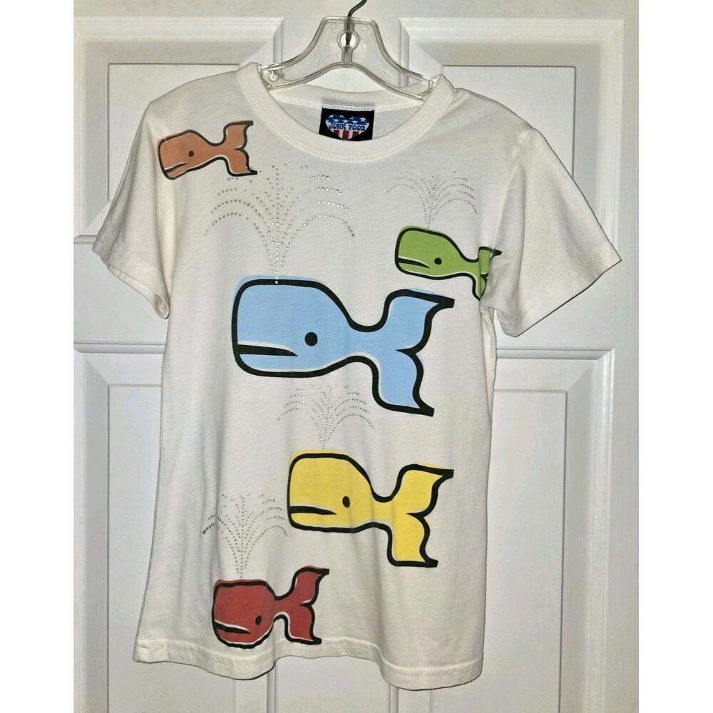 Junk Food Kids Whale Graphic Tee White Y2K Retro M Nautical Coastal Beach TShirt